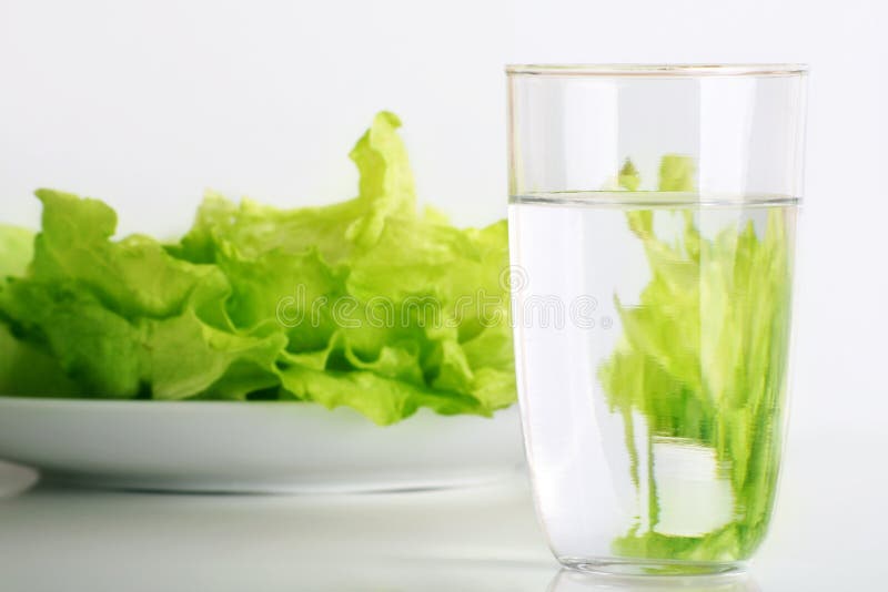 Fresh salad and water