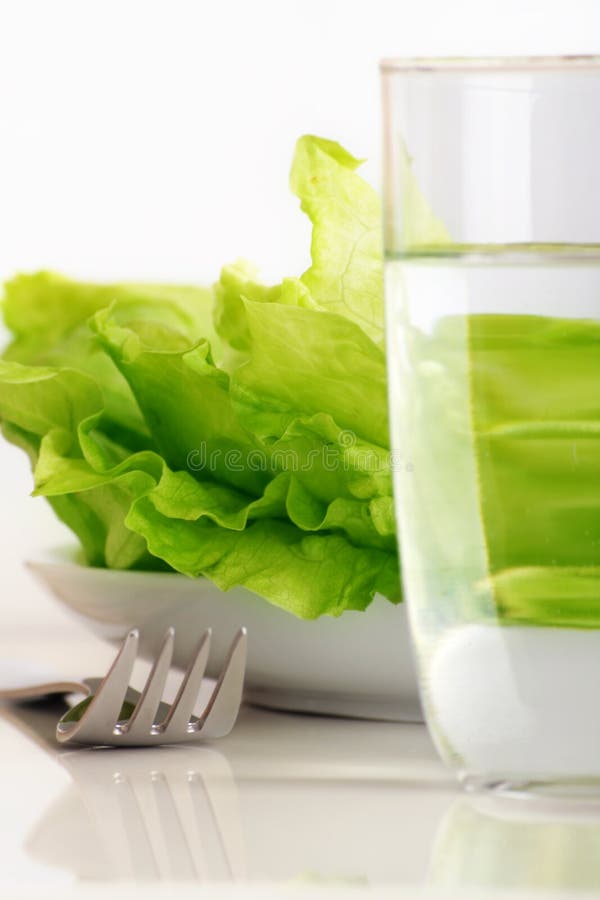 Fresh salad and water