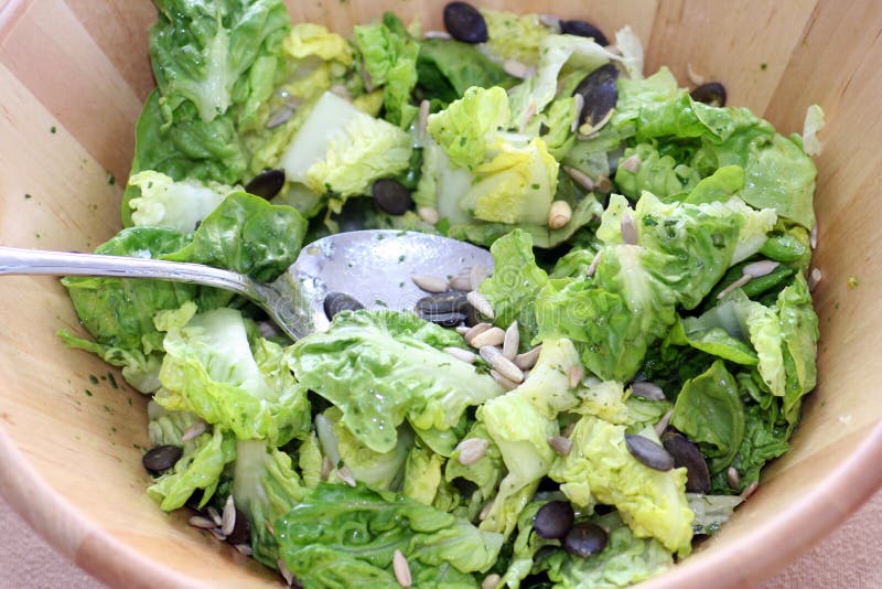 Fresh Salad in Wooden Bowl