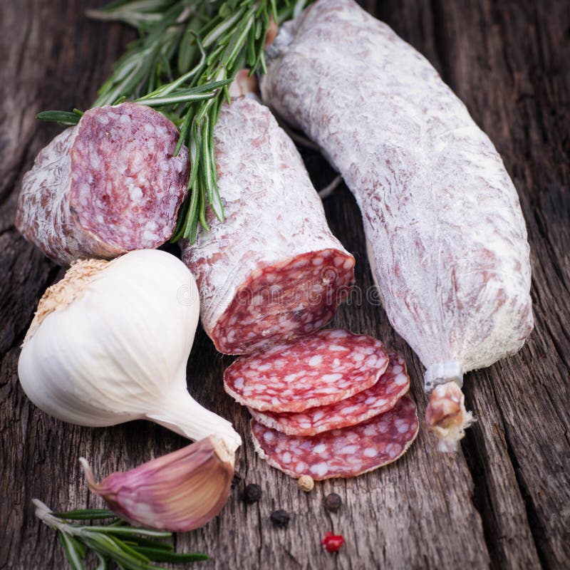 Fresh salami stock image. Image of salt, rosemary, salami 29528455