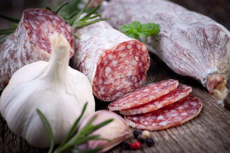 Fresh salami stock image. Image of pork, dried, spicy 29681665