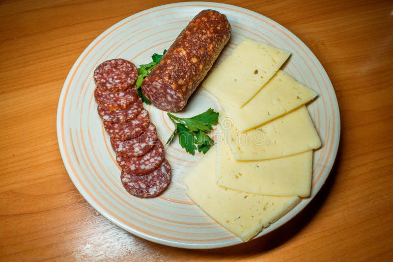 Fresh Salami with Cheddar and Swiss Cheese and Whole Wheat Crackers