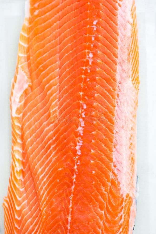 Fresh Whole Salmon Fillet On White Background Stock Photo Image of