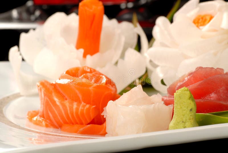 Fresh salmon and tuna sashimi