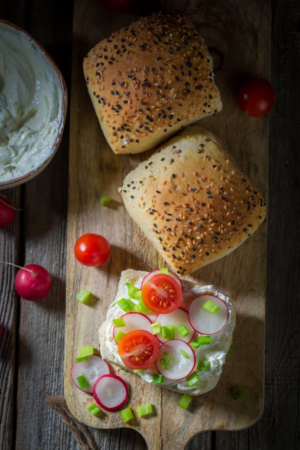 Fresh Sandwich with Fromage Cheese and Cherry Tomatoes Stock Photo Image of healthy, health