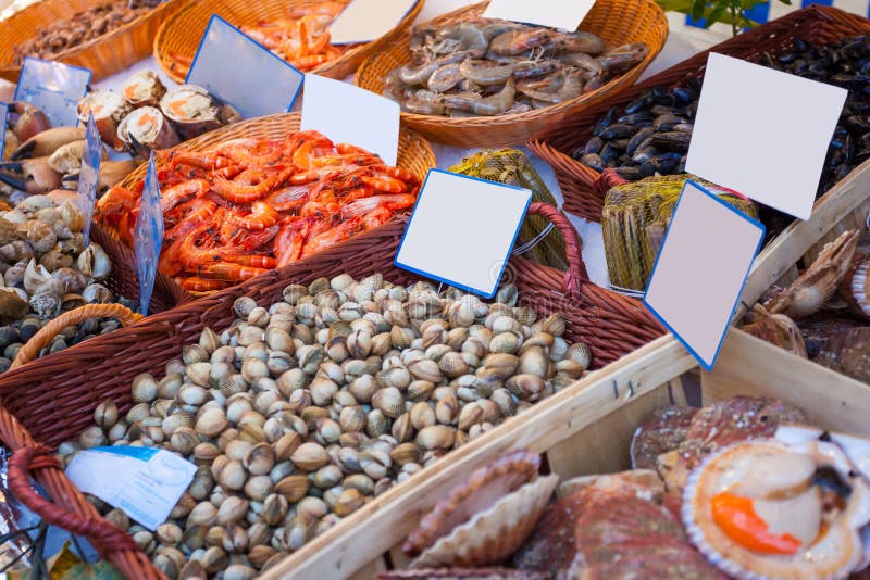 Fresh seafood arrangement displayed in market, healthy life royalty free stock photo Fresh seafood arrangement displayed in market, healthy life royalty free stock photo