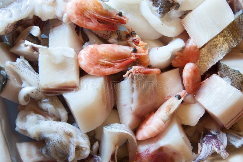 Exotic Seafood Dish With Shrimp, Calamari And Stock Image Image of