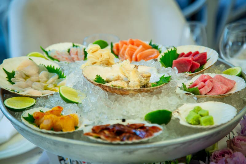 Fresh Seafood on Ice Shrimp, Fish, Oysters Stock Image Image of cold