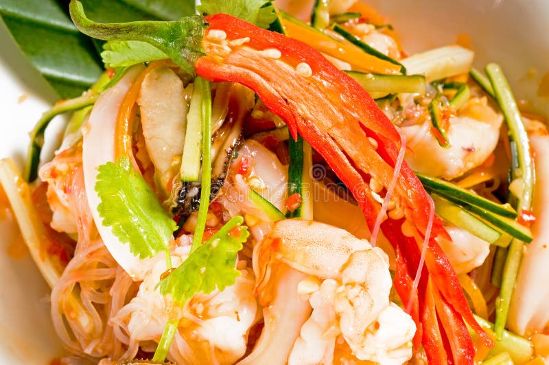 Fresh seafood thai salad stock photo. Image of delicious 19229848