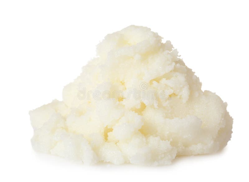 Fresh shea butter lump isolated stock photos
