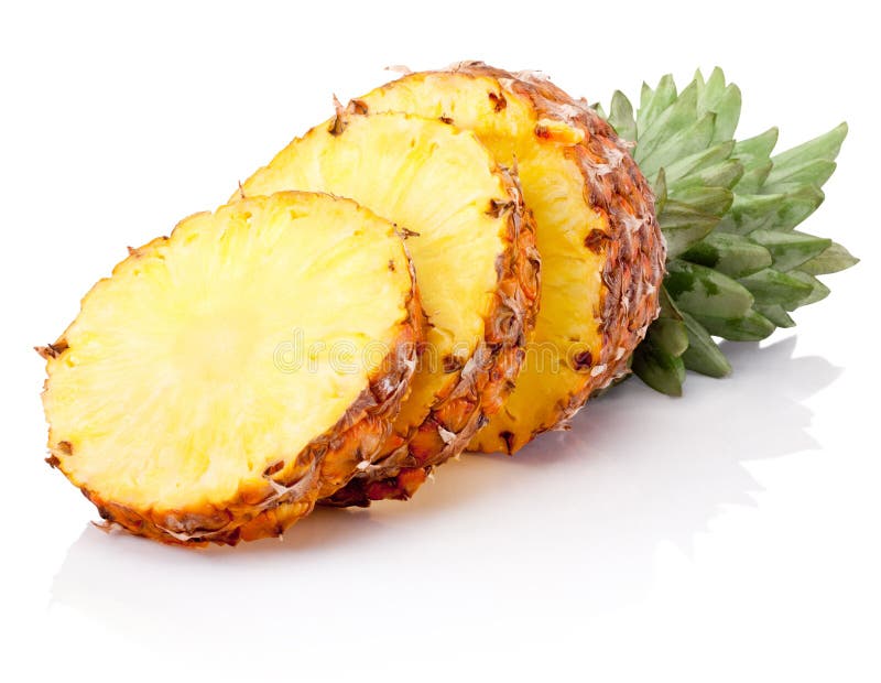 Fresh slice pineapple isolated on white background