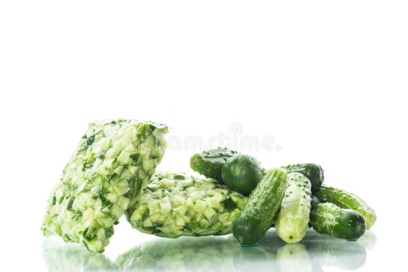 Diced Cucumber Isolated On White Background Stock Image Image of diet