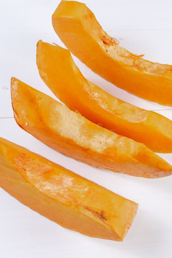 Fresh Sliced Orange Melon on the Wooden Background Stock Image Image
