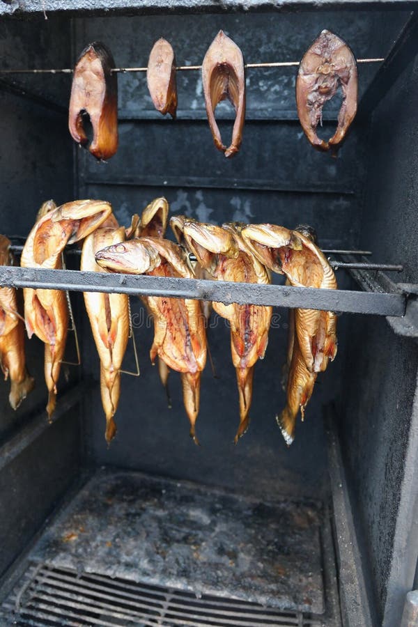 Fresh Smoked Fish in Oven. Smokehouse. Stock Image Image of prepared