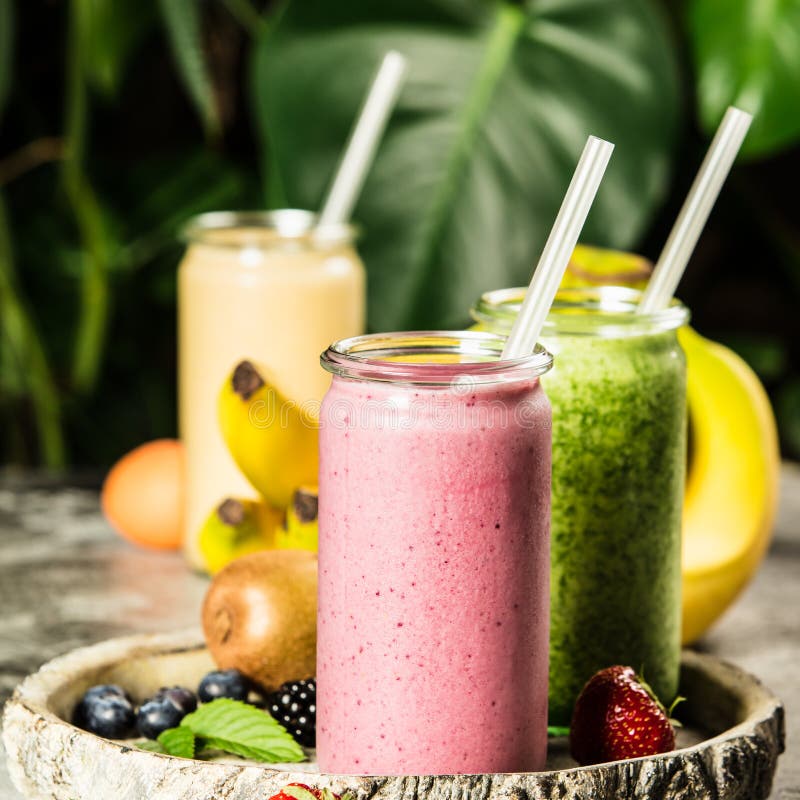 Fresh Smoothies On Tropical Background Stock Image Image Of Organic Dark 119986777