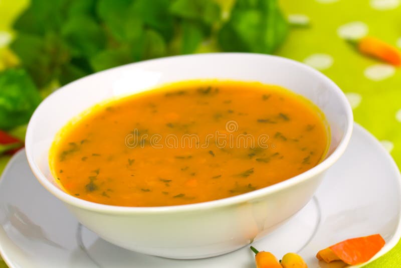 Fresh Soup of Pumpkin ,close up