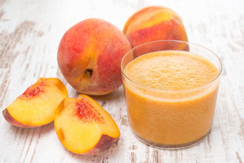 Fresh Squeezed Peach Juice and Fresh Peaches Stock Photo Image of