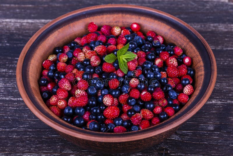 Fresh Strawberries and Blueberries , Wild Berry. Stock Image - Image of ...