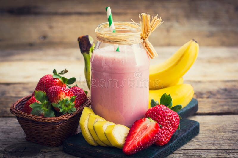 Fresh strawberry and banana smoothie