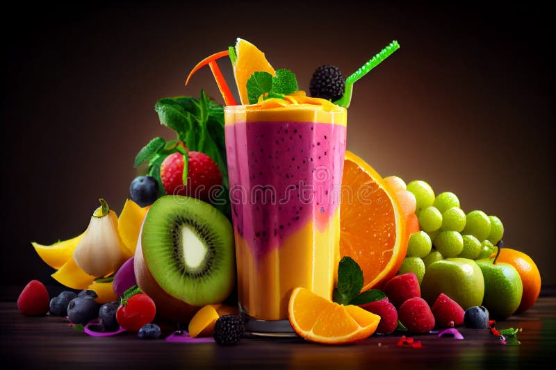 Fresh Summer Fruit Cocktail, Healthy and Refreshing ,generative AI