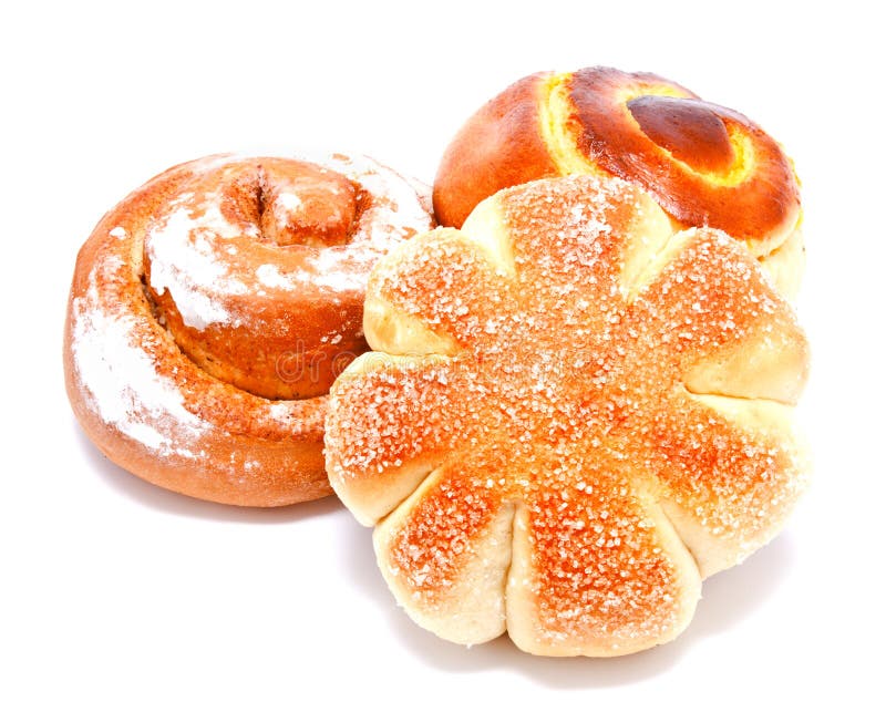 Fresh Sweet Buns and Rolls with Cream and Cinnamon Isolated Stock Image Image of icing, golden