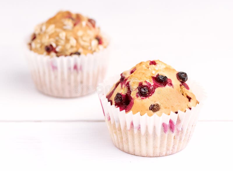 Fresh Tasty Baked Canberry Muffins on White Background Tasty Handmade Cupcakes