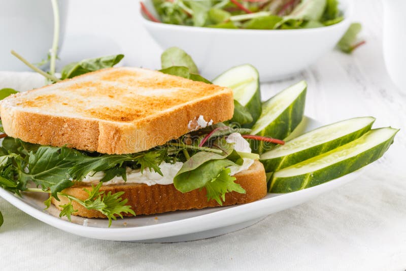 Fresh Toast with Cheese and Herbs Stock Photo Image of white, meal