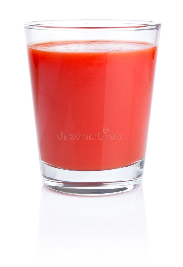 Fresh Tomato juice glass isolated on white