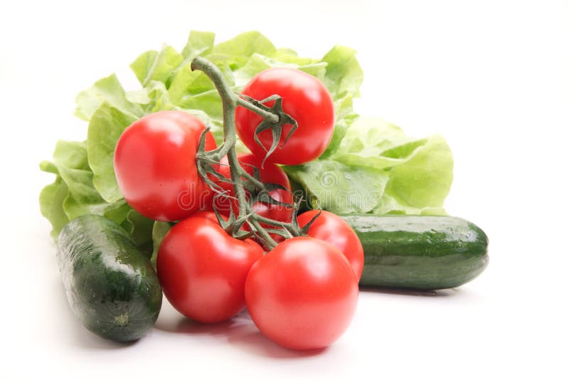 Fresh Tomatoes, Cucumber and Lettuce Stock Photo Image of healthy