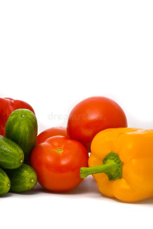 Fresh tomatoes, cucumbers and pepper