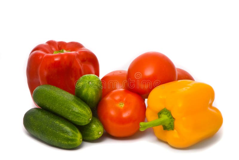 Fresh tomatoes, cucumbers and pepper