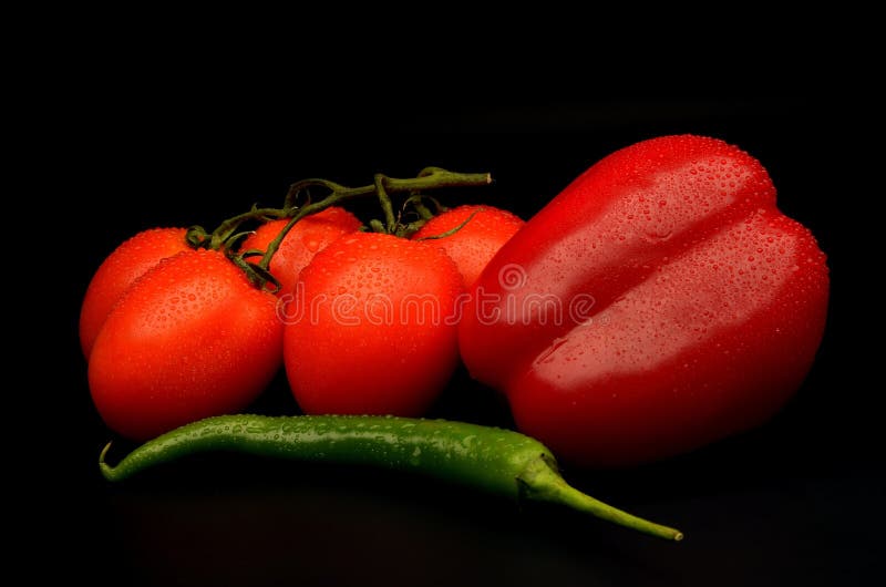 Green Capsicum And Tomatoes Stock Photo Image of seeds, vegetable