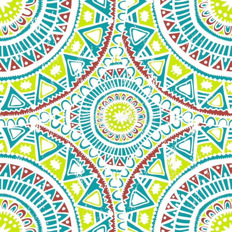 Fresh tones ethnic seamless pattern stock illustration