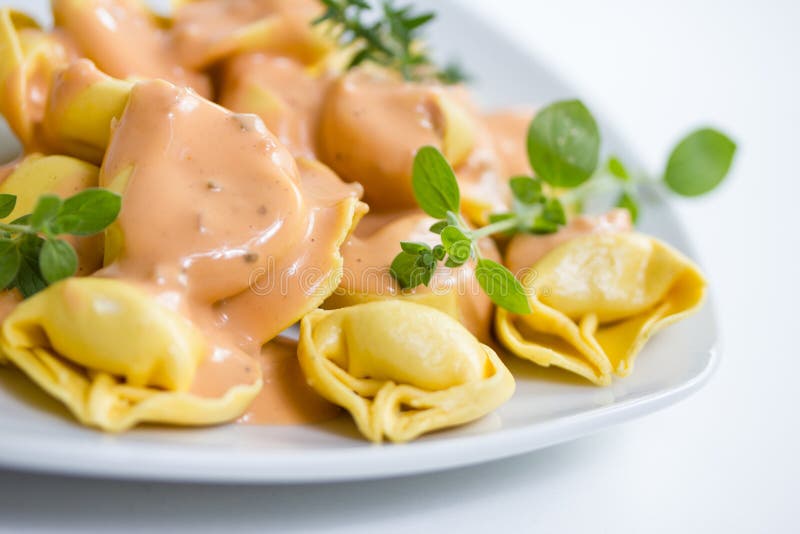 Fresh Tortellini in Light Sauce Stock Image Image of herb, orange
