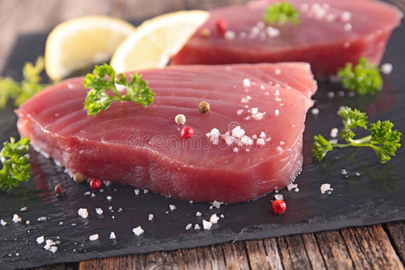 Delicious Tuna Steak With Fresh Green Salad Stock Photo Image Of