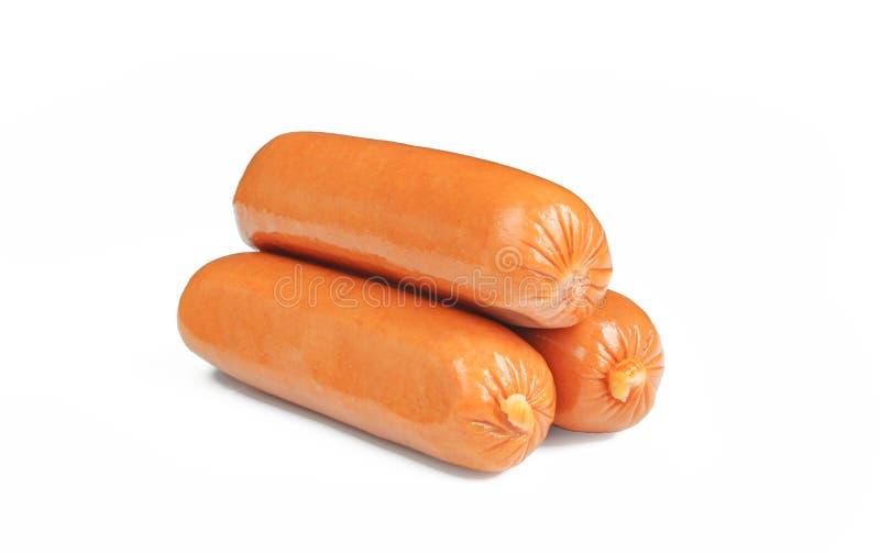 Fresh Uncooked Beef Sausages Isolated on White Background Stock Photo