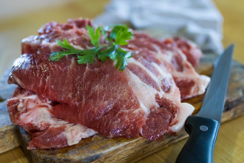 Chop meat on wood stock image. Image of preparation 167085777