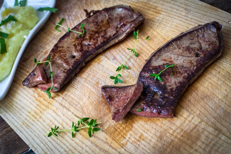 Fresh veal liver stock photo. Image of food, steak, roasted 122024156