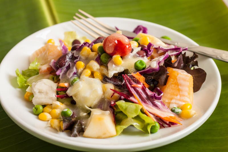 Fresh Vegetable and Fruit Salad Stock Photo Image of cuisine