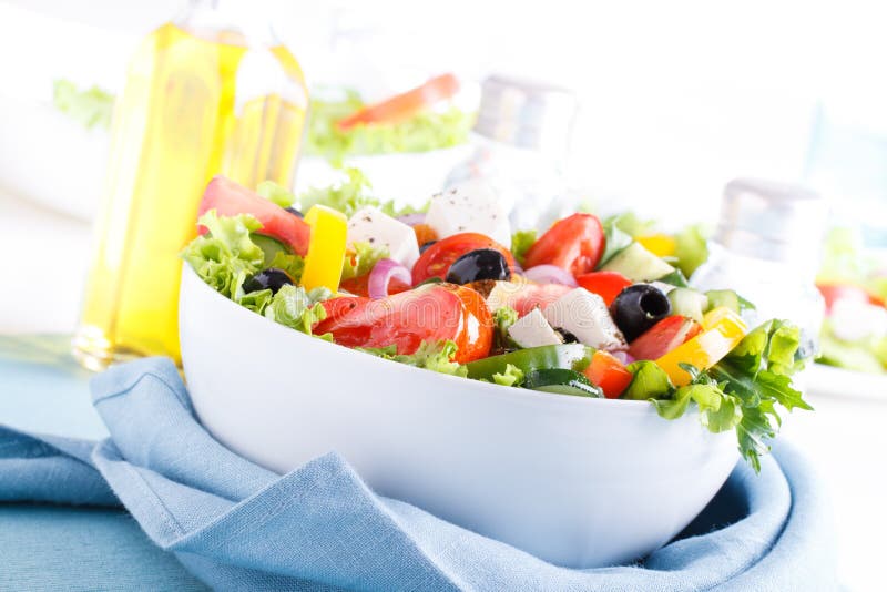 Fresh Vegetable salad (greek salad). Useful vitamin food.