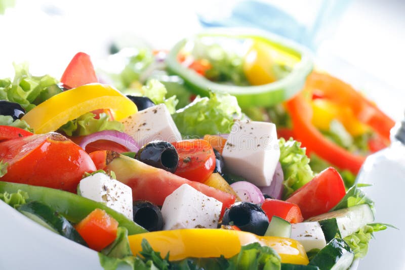 Fresh Vegetable salad (greek salad). Useful vitamin food.