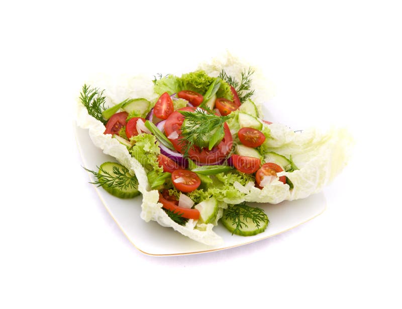 Fresh vegetable salad with tomato and cucumber