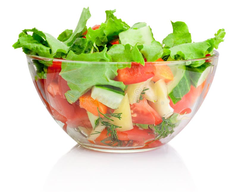 Fresh Vegetable Salad in Transparent Bowl on White Stock Image Image