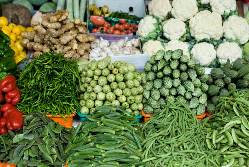 Various Vegetables on the Asian Food Market Stock Image Image of