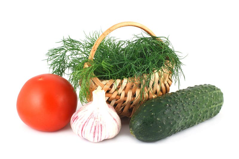 Fresh Vegetables and Dill in a Basket Stock Photo Image of spring