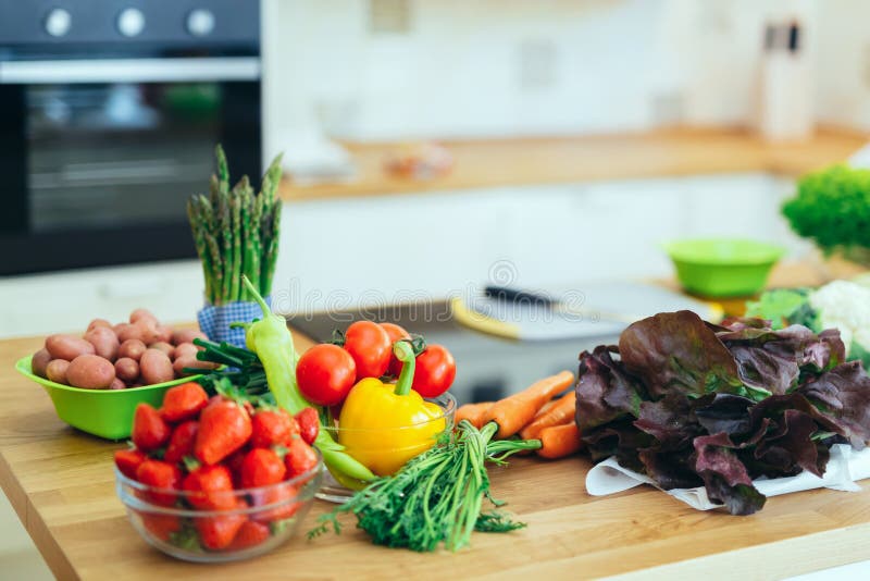 Fresh Vegetables on Kitchen Counter Stock Image Image of home