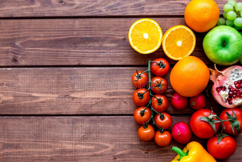Download Fresh Vegetables And Fruits For Fitness Dinner On Wooden ...