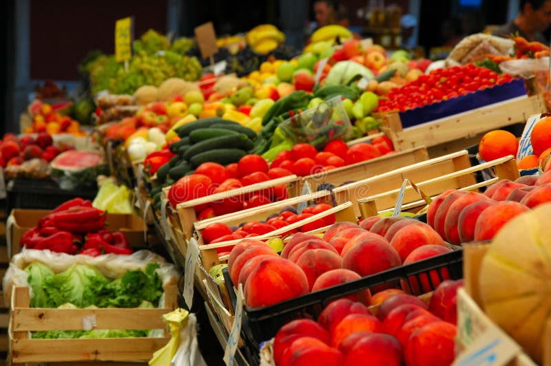 Fresh vegetables and fruits in the market. royalty free stock photography
