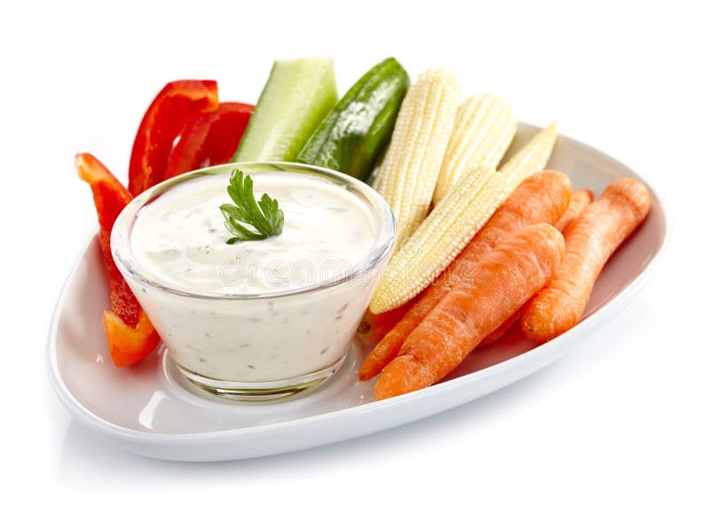 Fresh Vegetables and Garlic Dip Stock Image Image of flavor, curd