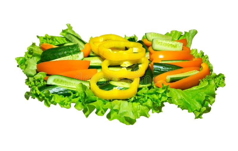Fresh Vegetables and Green Salad Isolated on White Stock Image Image